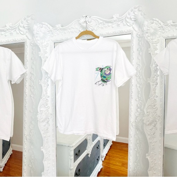 New York Couture *One of a Kind* VINTAGE Reworked Toy Story Pocket T-Shirt - Picture 3 of 6